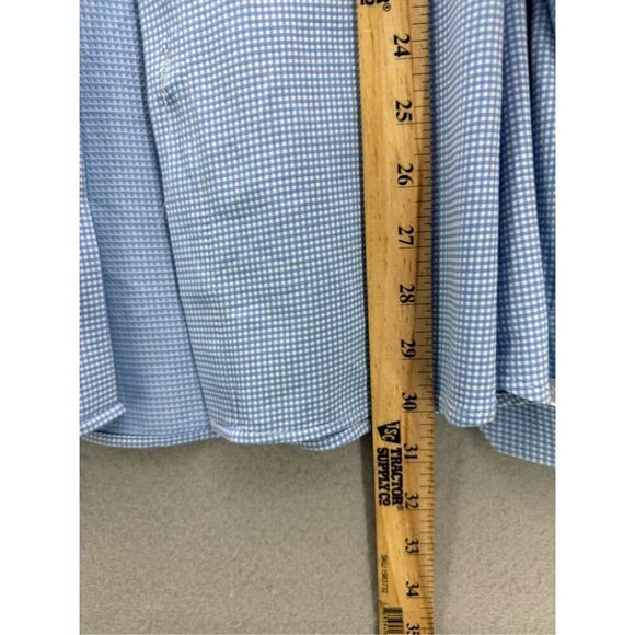 Mizzen + Main Mens Blue White Jacquard Micro Gingham Button-up Shirt Large - Picture 7 of 9